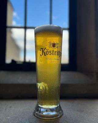 German beer in front of window